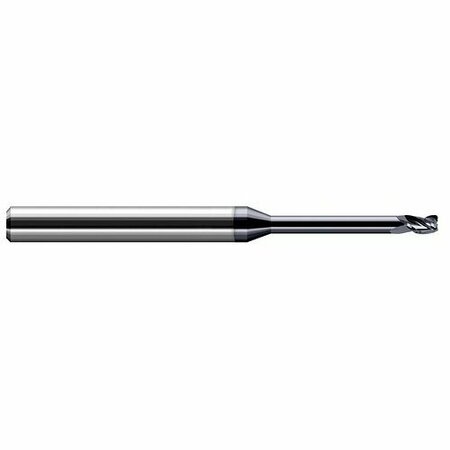 HARVEY TOOL 1/64 dia. x 0.0030 in. Radius x 0.0220 in. x 1/8 in. Reach Carbide Corner Radius End Mill, 4 Flutes 729615-C3